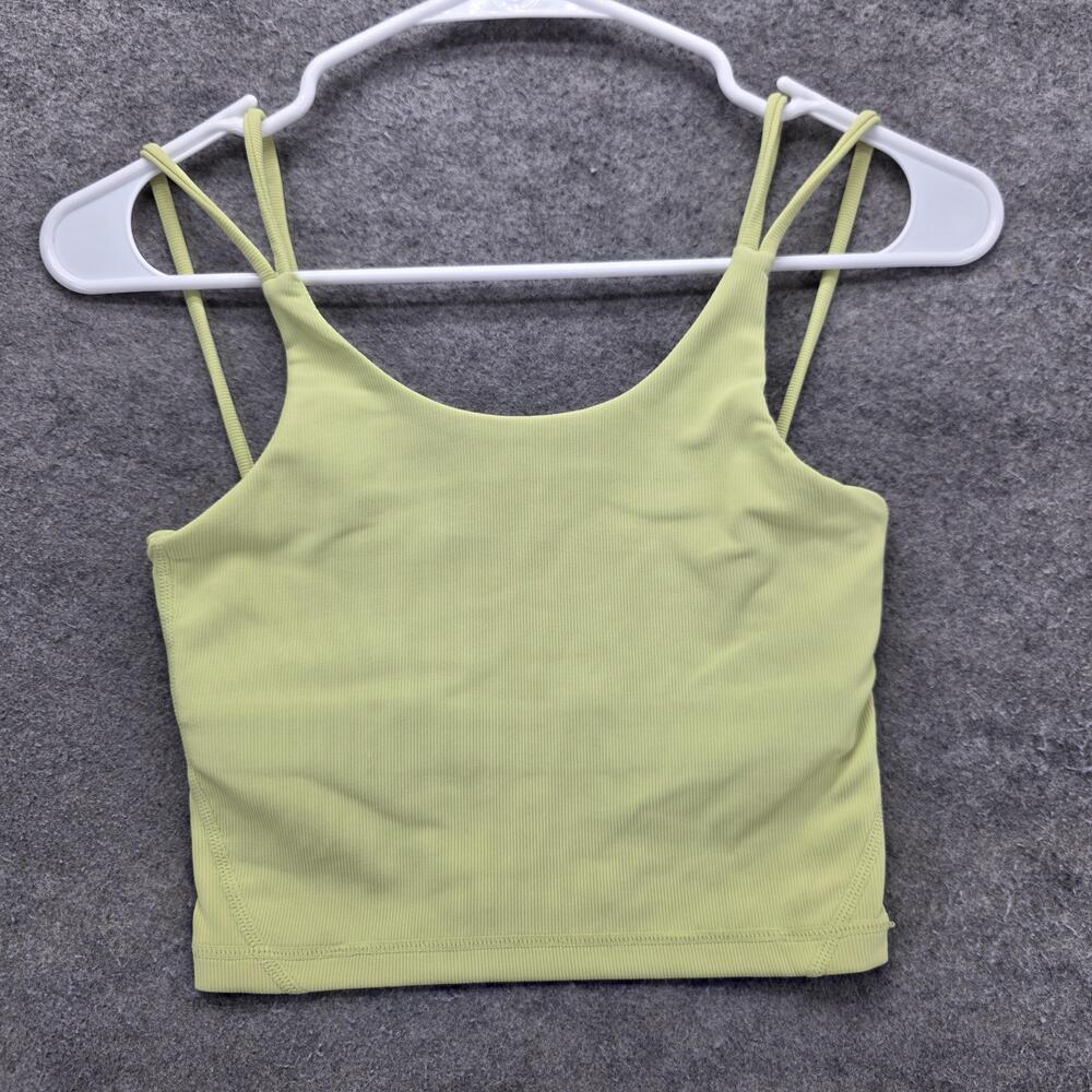 WILO THE LABEL Tank Womens XS Green Camisole Strappy Scoop Neck Ribbed Cropped